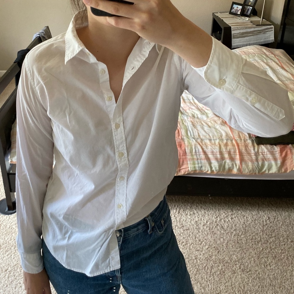 Uniqlo Womens White Button Down Top